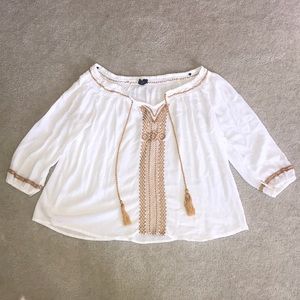 White Boho Chic Top with Tassels